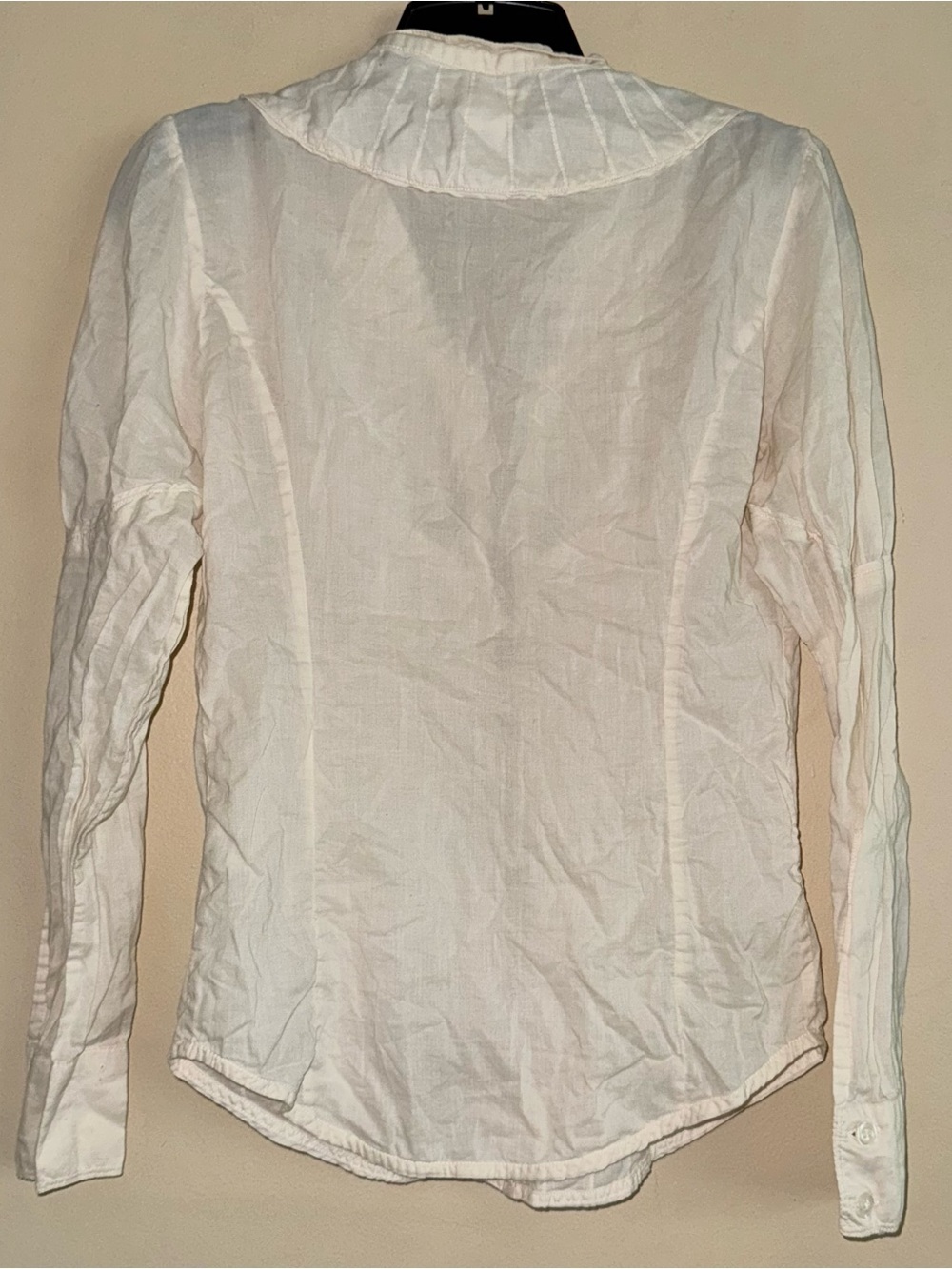 Vintage Diesel Cream 100% Cotton Prairie Semi Sheer Button Down Stripe Blouse M - Picture 9 of 11